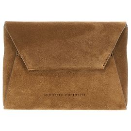 Brunello Cucinelli Clutch in pelle di vitello marrone