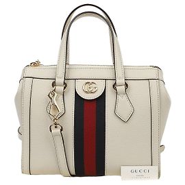 Gucci Petit sac à main et porté épaule Ophidia GG Supreme en cuir Blanc