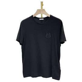 Moncler T-shirt de gola redonda com logótipo bordado Preto
