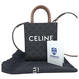 Céline Borsa Mini Tote Verticale Triomphe Canvas Borsa a Tracolla Crossbody Brown