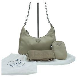 Prada Borsa a tracolla Hobo Re-Edition Re-Nylon Saffiano Multi Beige