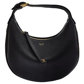 Céline Bolso bandolera Lulu Hobo de piel de becerro granulada negra