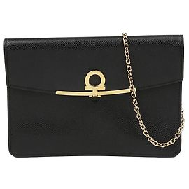 Salvatore Ferragamo Mini borsa a spalla in pelle con catena e clip Gancini Nero