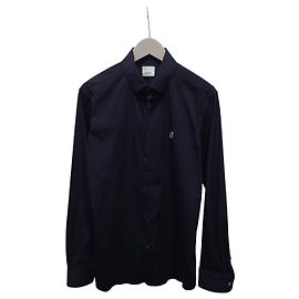 Burberry Camicia stretch con logo monogramma Navy