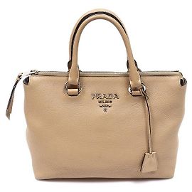 Prada Beige Vitello Phoenix Lettering Tote Bag