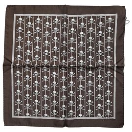 Dolce & Gabbana Brown Skull Silk Square Men Foulard Scarf