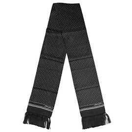 Dolce & Gabbana Foulard a pois bianco e nero con frange