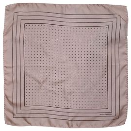 Dolce & Gabbana Foulard Quadrato in Seta a Pois Beige da Uomo