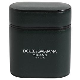 Dolce & Gabbana Custodia Airpods con patta in pelle di vitello verde e logo stampato