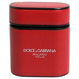 Dolce & Gabbana Étui Airpods à rabat en cuir de veau rouge avec imprimation logo