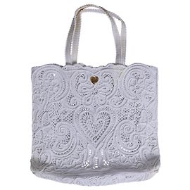 Dolce & Gabbana Sac Shopping Beatrice en Dentelle Cordonetto Blanc