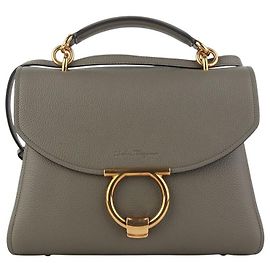 Salvatore Ferragamo Margo Gancini Gold Schultertasche mit oberem Griff