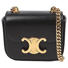 Céline Mini Chain Clutch Shiny Calfskin Black Shoulder Bag
