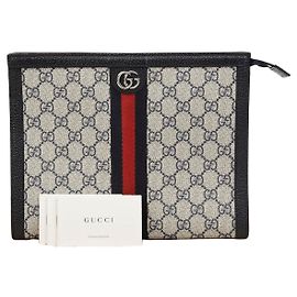 Gucci Ophidia Pouch Brown Coated Canvas