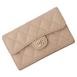Chanel Portafoglio Piccolo Classic Caviar Gold CC Logo