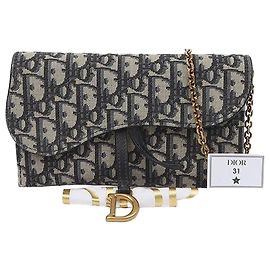 Dior Carteira longa Saddle em jacquard Oblique azul