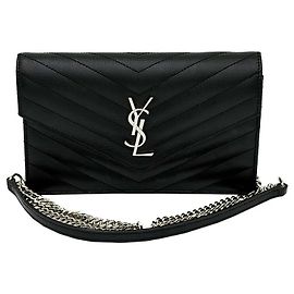 Autre Marque Borsa a tracolla Monogram Envelope Cassandra WOC Black Gold Chain