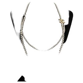 Chanel Collana Lunga da Donna Season Gold Crystal Star CC Pearl