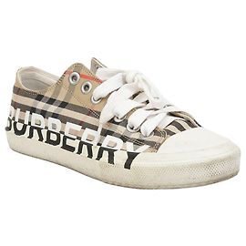 Burberry Sneakers da donna in cotone a quadri Logo Vintage Beige