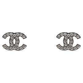 Chanel Cubic CC Ohrringe Silber Metall