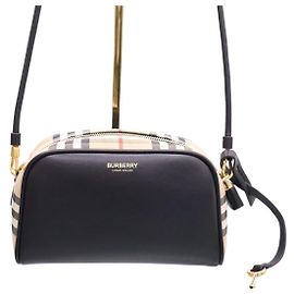 Burberry Leather Vintage Check Half Cube Crossbody Bag