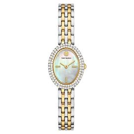 Tory Burch Ovalen Metall-Damenuhr mit Perlmutt-Zifferblatt
