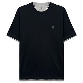 Brunello Cucinelli T-Shirt mit kurzen Ärmeln im Layer-Look