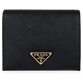 Prada Portefeuille en cuir Saffiano avec logo triangle pour femme