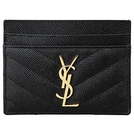 Autre Marque SAINT LAURENT Monogram Kartenetui Schwarz Gold