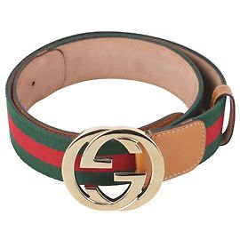 Gucci Ceinture à trois lignes GG Interlocking dorées