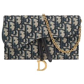 Dior Pequena Bolsa de Corrente Blue Oblique Jacquard