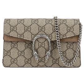 Gucci Bolsa de Corrente Super Mini Dionysus GG Supreme Sand