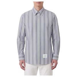 Thom Browne Camisa de manga curta em algodão Madras com riscas Rep