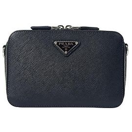 Prada Saffiano Leder Reise-Schultertasche Crossbody Schwarz