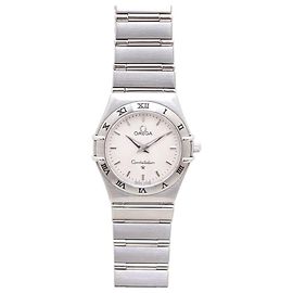 Omega Constellation Damenarmbanduhr weißes Zifferblatt Quarz Stahl