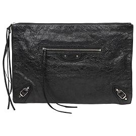 Balenciaga Clutch Classic Motor in pelle nera