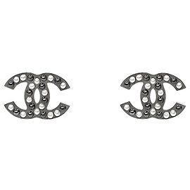 Chanel Pearl CC Silver Earrings