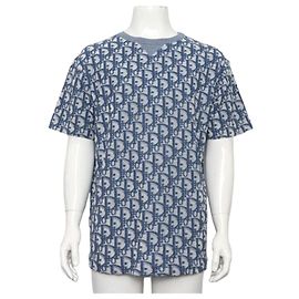 Dior Jersey de punto de manga corta para hombre relaxed fit en algodón terry Blue Oblique