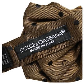 Dolce & Gabbana Papillon regolabile in seta a pois marroni da uomo
