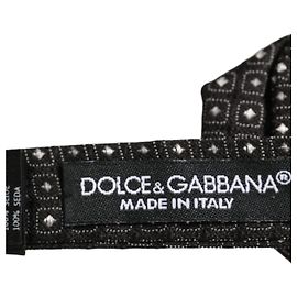 Dolce & Gabbana Papillon regolabile in seta a pois grigio scuro da uomo