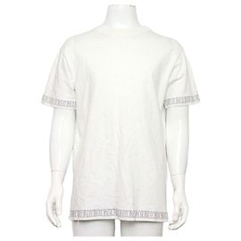 Dior Shawn Stussy Oversized Herren-T-Shirt aus weißer Baumwolle mit besticktem Logo