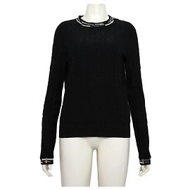 Hermès Jersey de punto en mezcla de lana y cashmere con detalle en el cuello Black