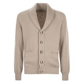 Brunello Cucinelli Cardigan en maille côtelée Beige