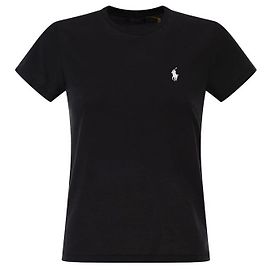 Ralph Lauren  Damen T-Shirt mit kurzen Ärmeln und Pony-Logo-Stickerei - Schwarz
