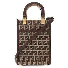 Fendi Bolsa Tiracolo Mini em Camurça Sunshine Logo Castanho AFIS