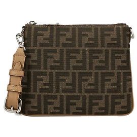 Fendi Mini Pochette Crossbody in Jacquard Marrone