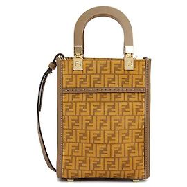 Fendi Sunshine Logo Suede Mini Crossbody Bag Camel AFIS