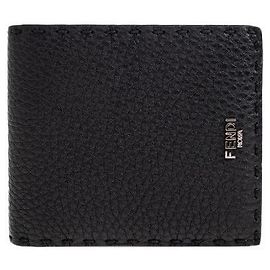 Fendi Silver Logo Selleria Bifold Wallet Black Sunflower