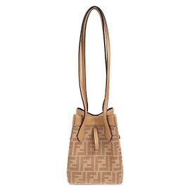 Fendi Borsa secchiello Origami Mini FF Jacquard Beige AFPM