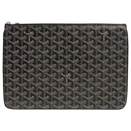Pochette Sena MM Goyard Negra de Lona Recubierta
